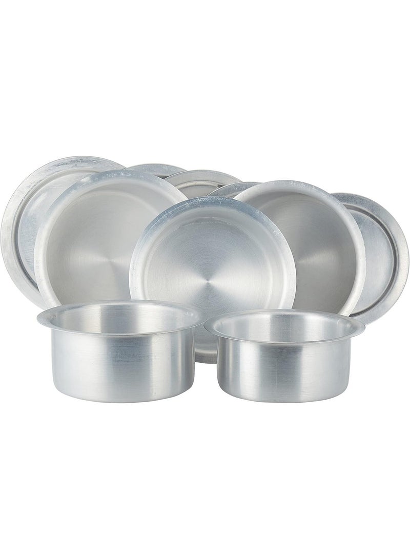 Set of 9 aluminum pots with flat, saucer-shaped lids, made in India, sizes 14/16/18/20/22/24/26/28/30 cm - Image 5